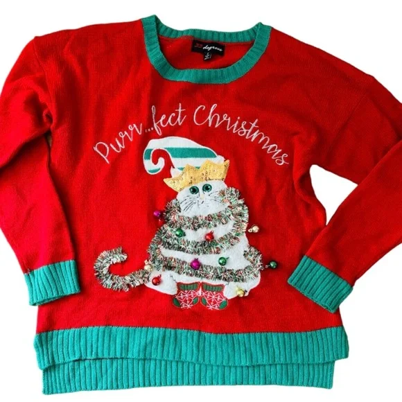 33 Degrees Sweaters 33 Degrees Womens Purrfect Christmas Cat